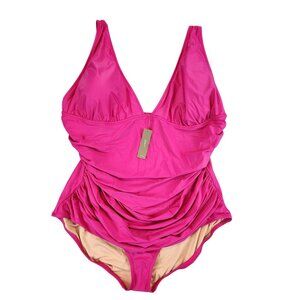 J. Crew NEW Women's Ruched V-neck Swimsuit One-Piece Vacation Boho Beach Swim 24